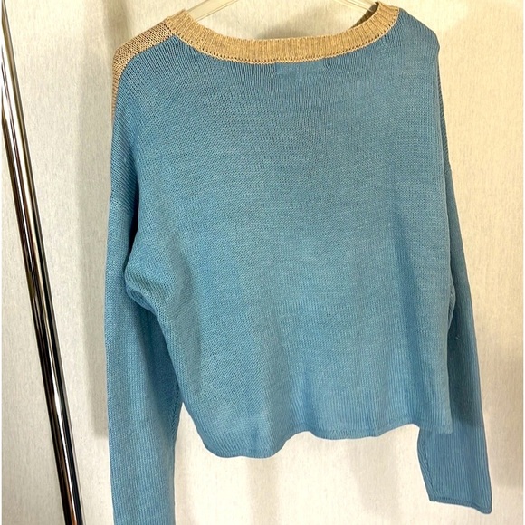 Madden NYC Cropped Knit Sweater Size XXL Tan Blue Mountain Winter Scene Ski - Picture 5 of 5